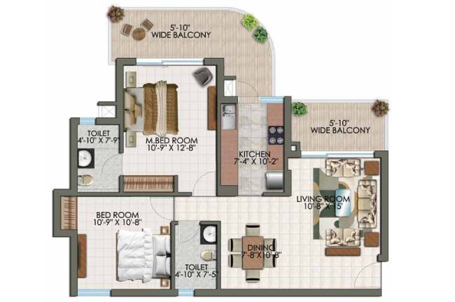 2BHK Floor Plan